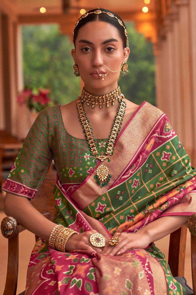 Green Patola Silk Imposing Function Wear Saree