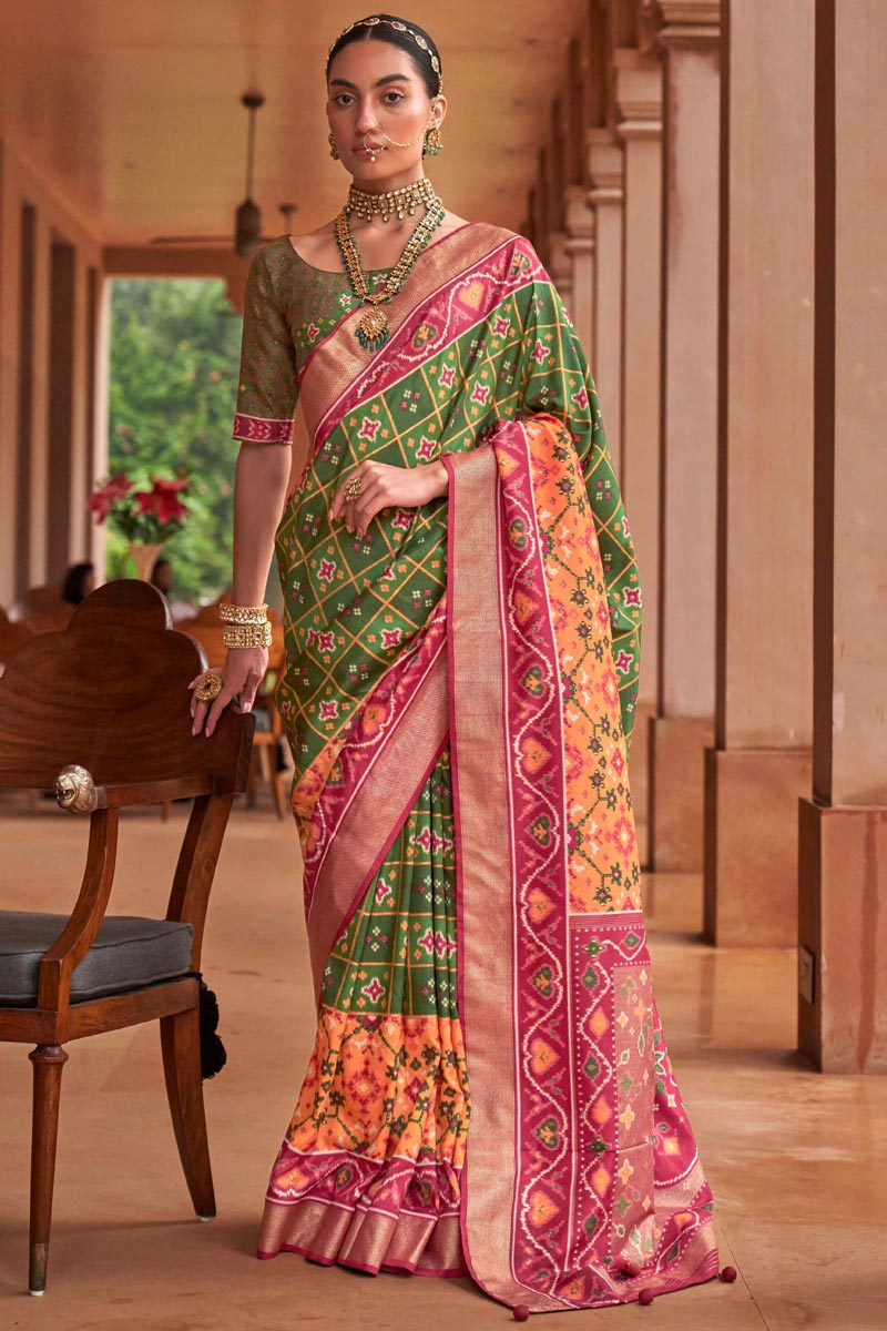 Green Patola Silk Imposing Function Wear Saree