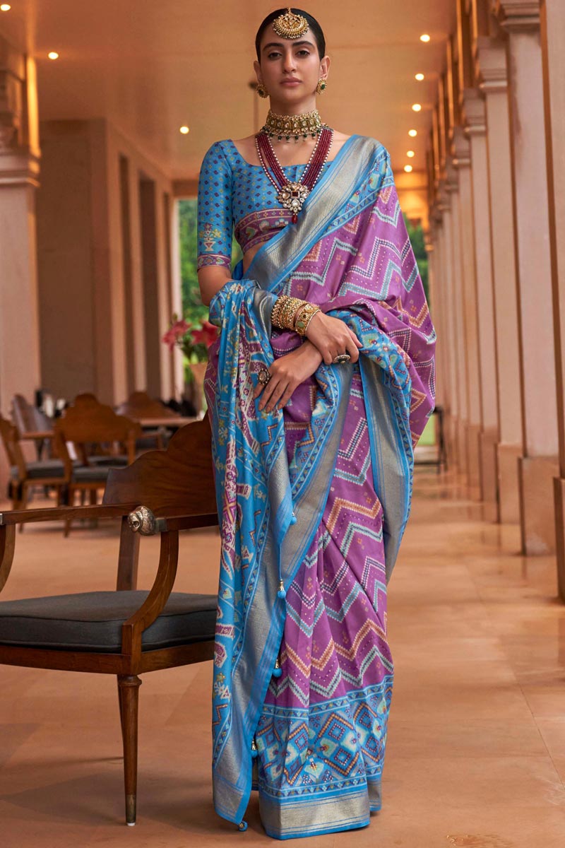 Purple Function Wear Patola Silk Appealing Saree