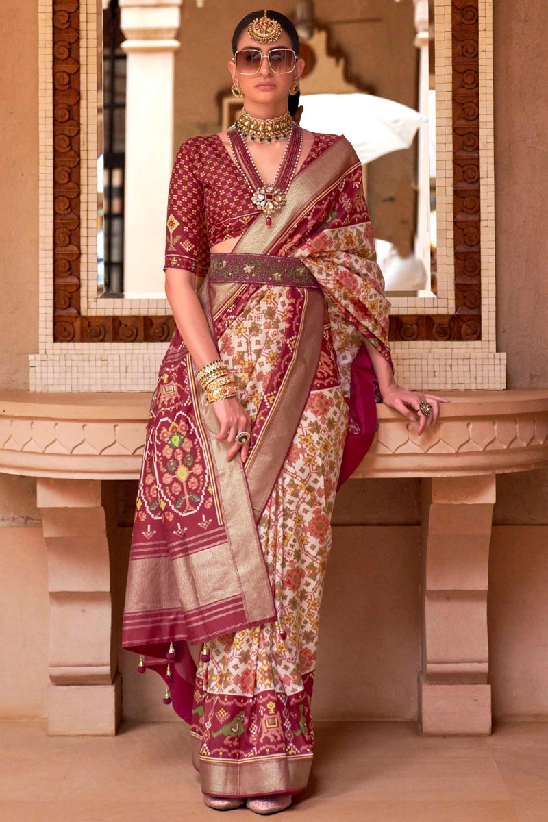 Function Wear Maroon Patola Silk Luminous Saree