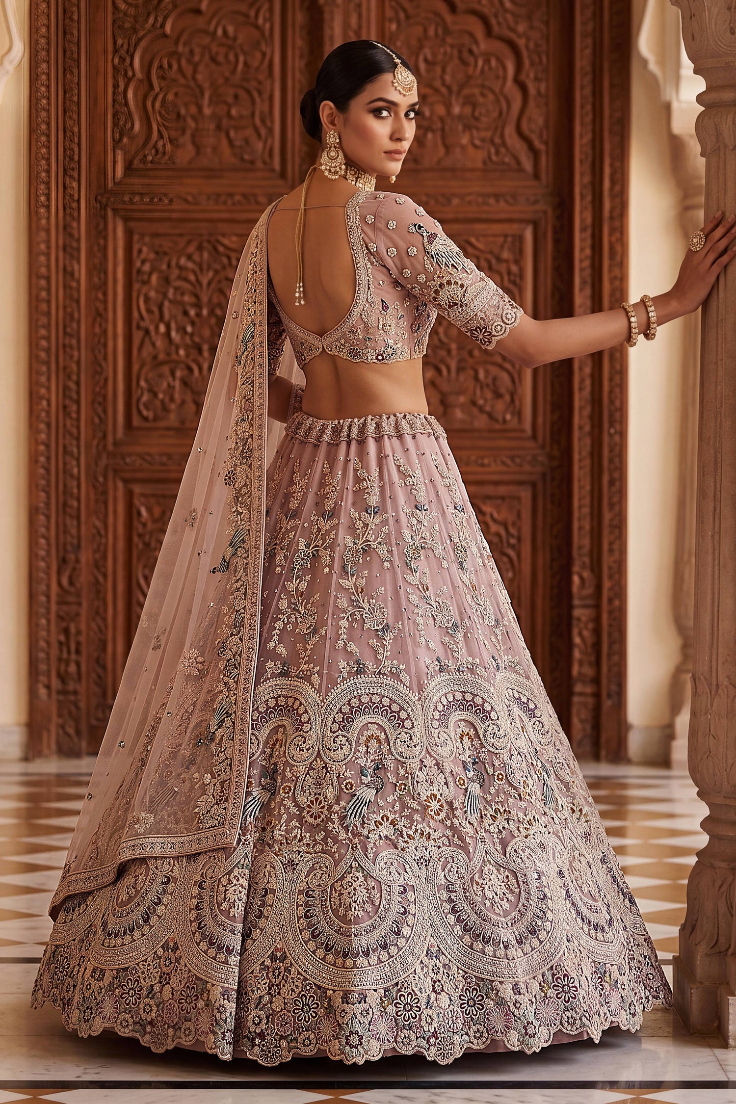 Net Pink Sangeet Wear Lehenga Choli