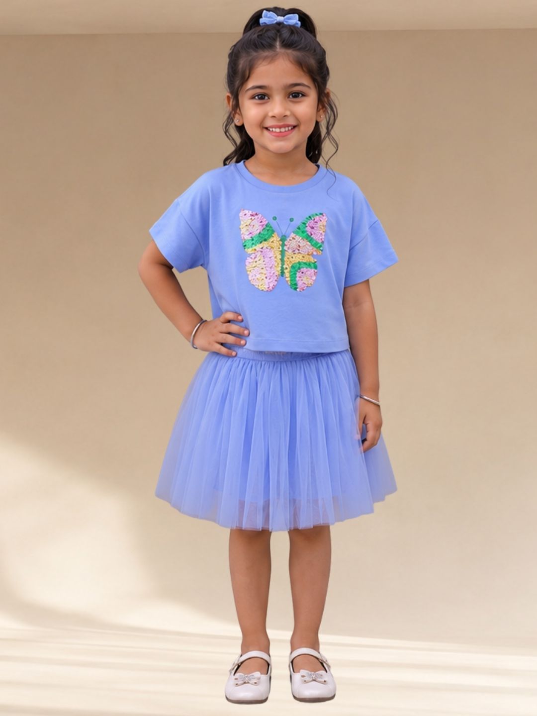 Girls Stylish T-Shirt Skirt Co-Ord Set