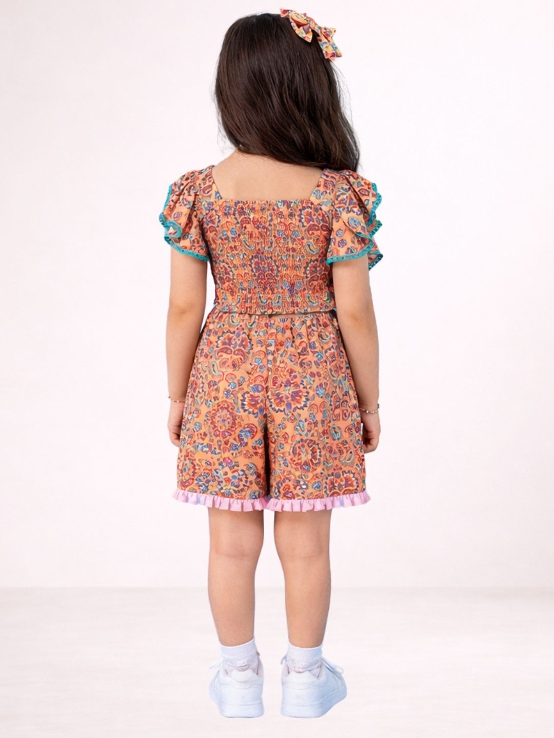Girls Rayon Printed Sleeveless Jumpsuit