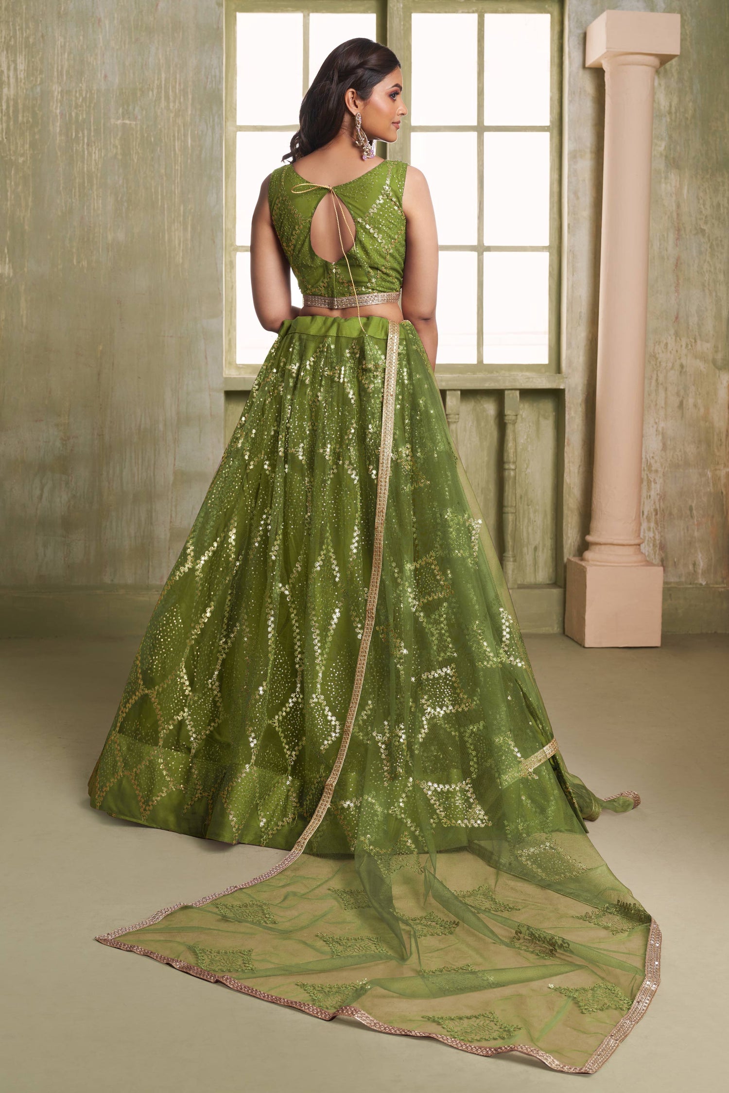 Green Sangeet Function Lehenga Choli