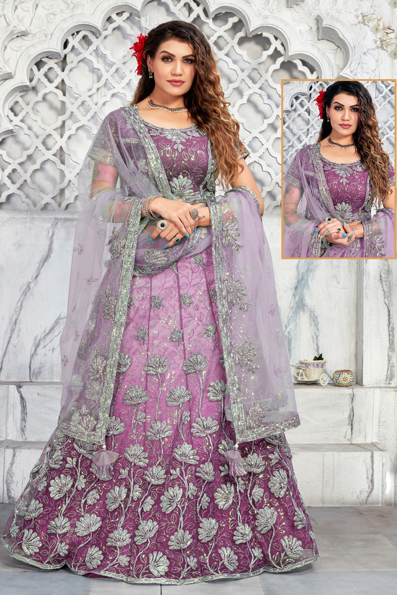Net Fabric Wine Function Look Fantastic Lehenga