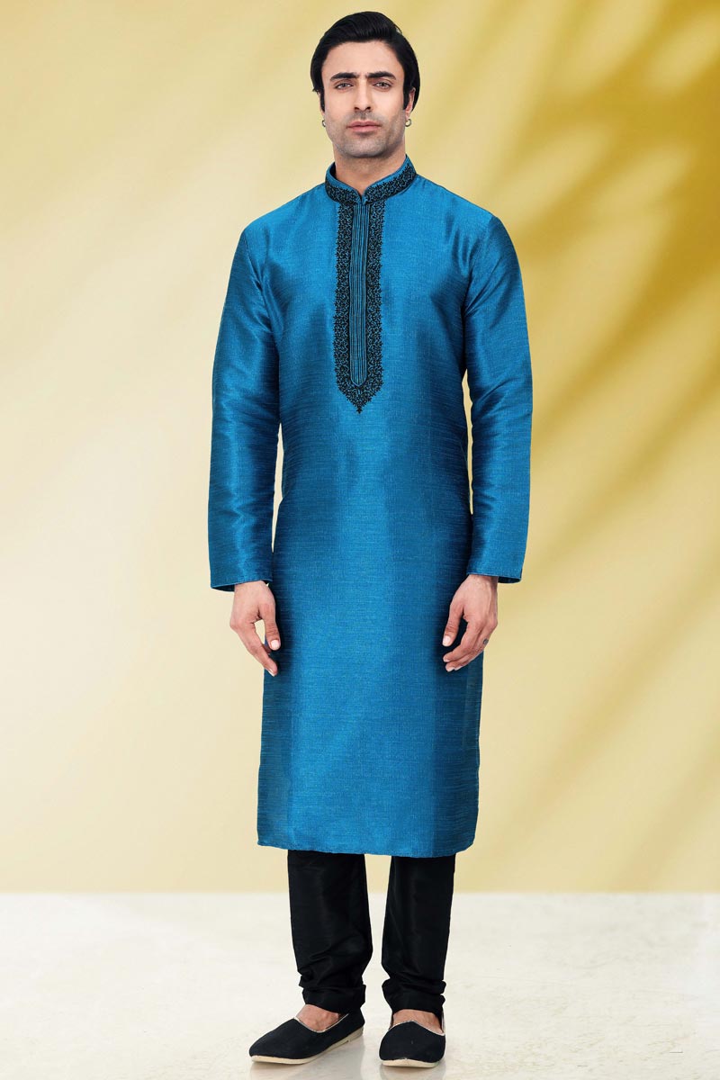 Function Wear Readymade Kurta Pyjama For Men In Art Silk