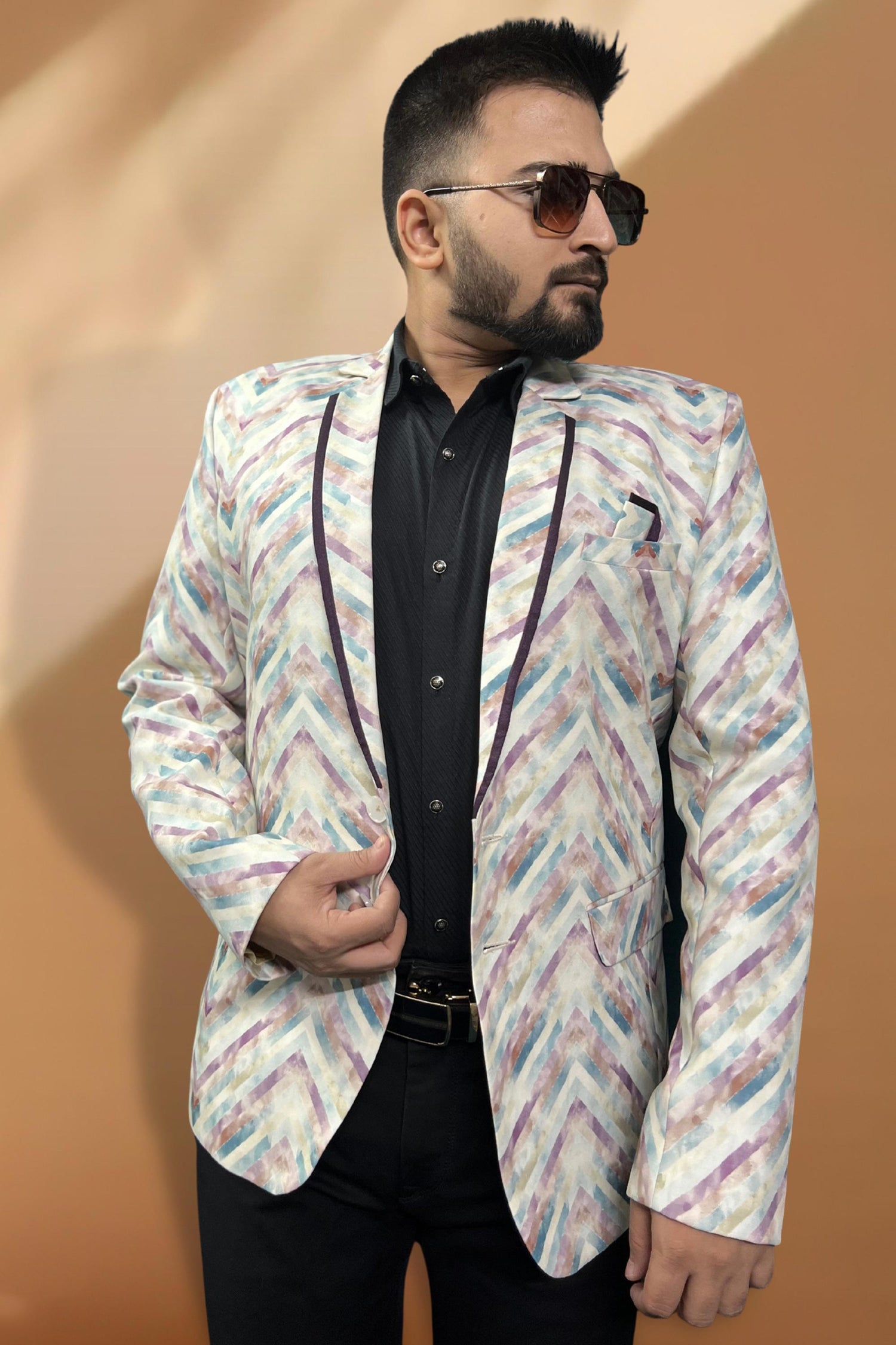 Cotton Stunning Cream Color Party Wear Readymade Men Blazer